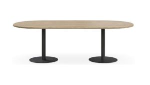 d end table with twin disc base